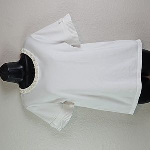 Karl Lagerfeld | Women's Slip-On Scoop Pearl Embossed N-Line Ruffle Bow Sleeve M